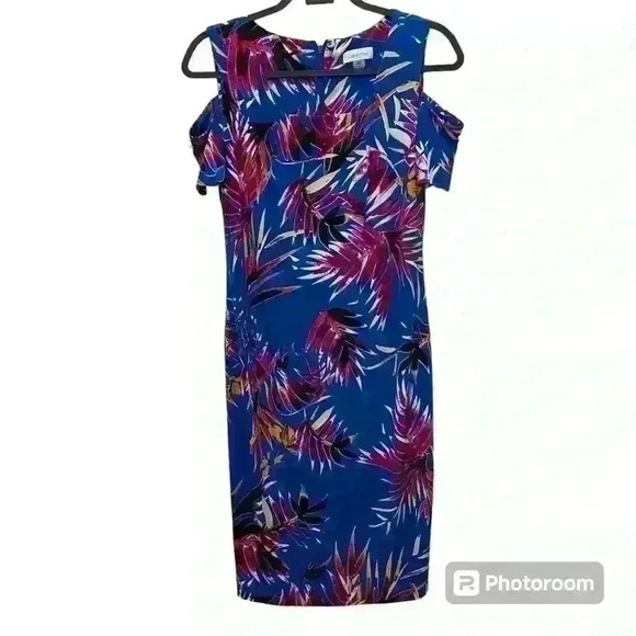 Calvin Klein Blue Dress with Red StripsMedium Size